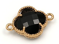 Коннектор с ювелирным кристаллом "Черный клевер в золоте" для создания бижутерии (украшений). Покрытие - золото 14к. Вставка - ювелирный кристалл. Диаметр отверстий 1.7 мм. Колечки замкнуты. Цена за штуку снижена, микровыемки.
, фото №108516