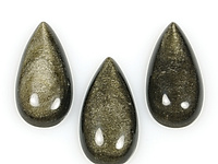 Комплект кабошонов золотистого обсидиана. Размеры могут отличаться с погрешностью в 1 мм. Микровыемки.
