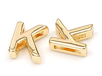 Бусина в форме буквы K для создания украшений. Покрытие - золото 14к. Размер прямоугольного отверстия 6.5 x 1.5 мм. Цена указана за штуку.
