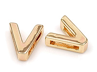 Бусина в форме буквы V для создания украшений. Покрытие - золото 14к. Размер прямоугольного отверстия 6.5 x 1.5 мм. Цена указана за штуку.
