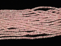 Граненые бусины розового кварца, каменный бисер. Диаметр отверстия 0.5 мм. Размеры, длина нити и количество бусин указаны примерно.
