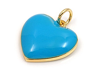 Подвеска голубое сердце для создания украшений. Покрытие - золото 14к, эмаль. Диаметр подвесного колечка - 3.5 мм. Цена указана за штуку. Размеры подвески 15x15x4 мм.
