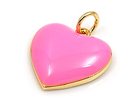 Подвеска розовое сердце для создания украшений. Покрытие - золото 14к, эмаль. Диаметр подвесного колечка - 3.5 мм. Цена указана за штуку.
