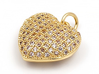 Подвеска ажурное сердце для создания украшений. Покрытие - золото 14к. Вставки - ювелирные кристаллы. Размер подвесного отверстия - 4х2.5 мм. Цена указана за штуку.
