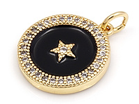 Подвеска "Маленькая звезда в черном круге" для создания украшений. Покрытие - золото 14к, эмаль.  Диаметр подвесного колечка - 3 мм. Цена указана за штуку.
