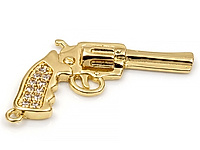 Подвеска "Золотой револьвер" для создания украшений. Покрытие - золото 14к. Вставки - ювелирные кристаллы. Диаметр подвесного колечка - 1.5 мм. Цена указана за штуку.
