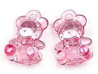 Пара подвесок "Розовый медвежонок с бантиком" из цветного пластика. Диаметр подвесного отверстия 2 мм. Цена указана за пару.
