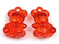 Пара подвесок "Красный медвежонок с бантиком" из цветного пластика. Диаметр подвесного отверстия 2 мм. Цена указана за пару.

