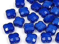 Пара стеклянных бусин "Синий клевер" для создания украшений. Диаметр продольного отверстия 1.2 мм. Цена указана за пару.
