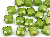 Пара стеклянных бусин "Зеленый клевер" для создания украшений. Диаметр продольного отверстия 1.2 мм. Цена указана за пару.
