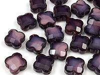 Пара стеклянных бусин "Фиолетовый клевер" для создания украшений. Диаметр продольного отверстия 1.2 мм. Цена указана за пару.
