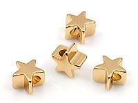 Бусина "Звезда" для создания украшений. Покрытие - золото 14к. Диаметр отверстия 1.7 мм. Цена указана за упаковку - 4 штуки.
