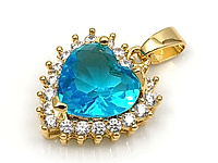 Подвеска "Королевское голубое сердце" для создания украшений. Покрытие - золото 14к. Вставки - ювелирные кристаллы, фианиты. Диаметр подвесного отверстия - 3.5х2.5 мм. Цена указана за штуку.
