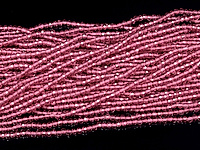 Граненые бусины розовые фианиты. Каменный бисер. Диаметр отверстия 0.6 мм. Размеры, вес, длина и количество бусин на нити указаны примерно.
