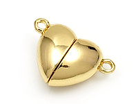 Замочек магнитный для браслета или бус "Сердце". Покрытие - золото 14К. Диаметр колечек 1.5 мм, запаяны. Цена за шт.
