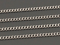 Ювелирная цепочка панцирь для создания бижутерии (украшений). Основа - латунь, покрытие - родий. Размер звена 1.7 х 1.3 х 0.7 мм. Звенья запаяны.
