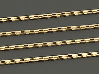 Ювелирная цепочка с венецианским плетением для создания бижутерии (украшений). Основа - латунь, покрытие - золото 14к. Размер звена 1.8 х 1 х 1 мм. Звенья запаяны.&nbsp;
