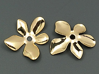 Бусина-разделитель "Цветок" для создания бижутерии (украшений). Покрытие - золото 14К. Диаметр отверстия - 1.5 мм. Цена указана за штуку.
