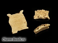 Резные бусины из кости. Бусина имеет два горизонтальных отверстия. Диаметр отверстия 1.8 мм. Вторая фотография приведена для примера оборотной стороны и отверстий не является уникальной. Цена указана за одну бусину. , фото №14322