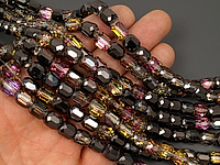 раненые стеклянные бусины бочонок "Звездчатый диопсид" из хрустального стекла с напылением для создания бижутерии (украшений). Диаметр отверстия - 1.3 мм. Размеры, вес, длина и количество бусин на нити указаны примерно. Микровыемки.
, фото №145131