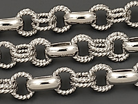 Ювелирная цепочка картье (фигаро) для создания бижутерии (украшений). Покрытие - родий. Размер звеньев - 10х6х3.5 и 7.5х1.2 мм, не замкнуты. Цена указана за 20 см. При покупке от 2 мерок, вы получаете 40, 60 и другие отрезки, кратные 20 см, одним отрезком.
, фото №153858