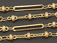 Ювелирная цепочка картье (фигаро) для создания бижутерии (украшений). Покрытие - золото 14К. Размер звена - 15х2.5х0.7 мм, замкнуто. Размер декоративного элемента - 21х3 мм. Цена указана за 20 см. При покупке от 2 мерок, вы получаете 40, 60 и другие отрезки, кратные 20 см, одним отрезком.
, фото №153911