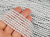 Граненые бусины фианиты (цирконы) с ювелирной огранкой и блеском сияния высокого качества прозрачные для создания бижутерии (украшений). Диаметр отверстия - 0.6 мм. Размеры, вес, длина и количество бусин на нити указаны примерно.
, фото №154373