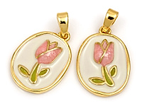 Пoдвecка цветок "Розовый тюльпан на белой эмали" для создания украшений. Покрытие - золото 14К. Вставка - цветная белая, розовая, зеленая эмаль. Размер замкнутого подвесного колечка - 4х3 мм. Длина с колечком - 22 мм, без колечка - 18 мм. С обратной стороны оттиск бутона тюльпана. Цена указана за штуку.
, фото №160683