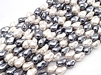 Бусины барочного жемчуга касуми Майорка (Majorika) гематит, белый. Диаметр отверстия 1 мм. Размеры, вес, длина и количество бусин на нити указаны примерно. Точнее замеряем по требованию. Мелкие выемки.
, фото №161287