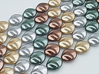 Бусины барочного жемчуга майорка (Majorika) мятый овал шоколад, бежевый, серебро, гематит. Диаметр отверстия 1 мм. Размеры, вес, длина и количество бусин на нити указаны примерно. Мелкие выемки.
, фото №161295