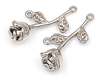 Подвеска - коннектор "Серебряная розочка с фианитами" для создания бижутерии (украшений). Покрытие - родий. Вставки - листья инкрустированы фианитами. Размеры - 23х11х6.5. Размеры замкнутых подвесных колечек - 1х0.8 мм. Цена указана за штуку.
, фото №161334