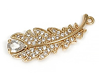 Подвеска "Золотое перо Жар птицы с горным хрусталем" для создания бижутерии (украшений). Покрытие - золото 14к. Вставки - фианиты. Размеры - 30х11х3.5 мм. Диаметр подвесного колечка - 1.5 мм, колечко замкнуто. Цена указана за штуку.
, фото №161435