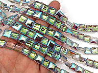 Граненые стеклянные бусины квадрат "Варисцит" из хрустального стекла с напылением для создания бижутерии (украшений). Диаметр отверстия - 1 мм. Размеры, вес, длина и количество бусин на нити указаны примерно. Микровыемки.
, фото №162651