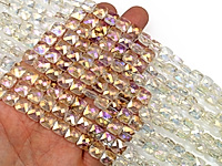 Граненые стеклянные бусины квадрат "Цитрин" из хрустального стекла с напылением для создания бижутерии (украшений). Диаметр отверстия - 1 мм. Размеры, вес, длина и количество бусин на нити указаны примерно. Микровыемки.
, фото №162671