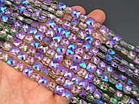 Граненые стеклянные бусины квадрат "Аметист" из хрустального стекла с напылением для создания бижутерии (украшений). Диаметр отверстия - 1 мм. Размеры, вес, длина и количество бусин на нити указаны примерно. Микровыемки.
, фото №162719