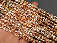 Граненые стеклянные бусины квадрат "Солнечный камень" из хрустального стекла с напылением для создания бижутерии (украшений). Диаметр отверстия - 1 мм. Размеры, вес, длина и количество бусин на нити указаны примерно. Микровыемки.
, фото №162723