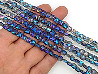 Граненые стеклянные бусины квадрат "Синий опал" из хрустального стекла с напылением для создания бижутерии (украшений). Диаметр отверстия - 1 мм. Размеры, вес, длина и количество бусин на нити указаны примерно. Микровыемки.
, фото №162726
