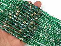Граненые стеклянные бусины квадрат "Изумруд" из хрустального стекла с напылением для создания бижутерии (украшений). Диаметр отверстия - 1 мм. Размеры, вес, длина и количество бусин на нити указаны примерно. Микровыемки.
, фото №162739