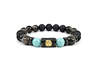 Набор материалов для стильного мужского браслета с бусинами чёрной лавы, серебристого обсидиана, амазонита и черной фурнитуры. Центральный элемент - бусина с золотым львом, инкрустированная черными фианитами - центр притяжения украшения. Для мужчин с сильным характером.

Ширину браслета можно менять, прибавляя либо убавляя количество бусин. Эластичная резинка в два ряда надежно фиксируется специальным узлом.&nbsp;

Мастер - класс, как собрать мужской браслет на резинку, ЗДЕСЬ.&nbsp;
, фото №162783