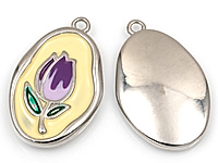 Пoдвecка цветок "Фиолетовый тюльпан на белой эмали" для создания украшений. Покрытие - родий, цветная белая, фиолетовая, зеленая эмаль. Размер замкнутого подвесного колечка - 4х3 мм. Длина с колечком - 25 мм, без колечка - 21 мм. Цена указана за штуку.
, фото №162931