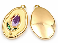 Пoдвecка цветок "Фиолетовый тюльпан на белой эмали" для создания украшений. Покрытие - золото 14К,  цветная белая, фиолетовая, зеленая эмаль. Размер замкнутого подвесного колечка - 4х3 мм. Длина с колечком - 25 мм, без колечка - 21 мм. Цена указана за штуку.
, фото №162937