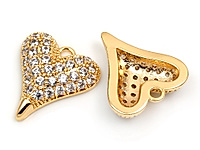 Подвеска Подвеска "Сердце с золотым кончиком" для создания бижутерии (украшений). Вставки - инкрустация прозрачными фианитами. Покрытие - золото 14К. Размеры - 15х13х3 мм. Размеры подвесного колечка - 2х0.5 мм, колечко замкнуто. Цена указана за штуку.&nbsp;
, фото №162981