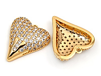 &nbsp;Подвеска "Большое сердце с золотым кончиком" для создания бижутерии (украшений). Вставки - инкрустация прозрачными фианитами. Покрытие - золото 14К. Размеры - 24х21х5 мм. Размеры подвесного колечка - 5х2.5 мм, колечко замкнуто. Длина подвески с подвесным колечком  - 29 мм. Цена указана за штуку.&nbsp;
, фото №162987