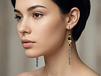 Набор материалов для сборки длинных серёжек построен на контрасте чёрной фурнитуры и тёплого золотистого металла. В композиции использованы чёрные бусины турмалина и изящные цепочки, собранные в подвижную кисть.&nbsp;
Шапочки для кисточек применены необычным способом: в перевёрнутом виде они становятся декоративным куполом, подчёркивающим форму центральной бусины и добавляющим украшению архитектурность. Серьги собраны на четыре пина с шариком.

Мастер - класс, как сформировать колечко на пине, ЗДЕСЬ.&nbsp;

Как и с чем носить

Контраст фактур - глянца чёрных бусин и матового сияния металла - делает серьги выразительными, но не перегруженными. Длинные цепочки мягко движутся при каждом шаге, создавая лёгкий динамичный силуэт. Такой дизайн подойдёт тем, кто ценит нестандартные решения и любит собирать украшения с характером.
Серьги гармонично смотрятся с лаконичными платьями, однотонными блузами, жакетами и вечерними образами в чёрной, молочной или бежевой гамме. Они станут акцентом как для торжественного выхода, так и для стильного повседневного комплекта, добавляя образу глубину и благородный контраст.

, фото №163097