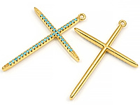 Подвеска "Крестик с бирюзой" для создания бижутерии (украшений). Покрытие - золото 14К. Вставки - кристаллы под бирюзу. Размеры - 39х29х3 мм. Размеры подвесного бейла - 5х4х2.5 мм, колечко замкнуто. Длина подвески с бейлом - 45 мм. Цена указана за штуку.




, фото №163142
