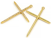 Подвеска "Крестик с кристаллами" для создания бижутерии (украшений). Покрытие - золото 14К. Вставки - инкрустация фианитами. Размеры - 39х29х3 мм. Размеры подвесного бейла - 5х4х2.5 мм, колечко замкнуто. Длина подвески с бейлом - 45 мм. Цена указана за штуку.




, фото №163144