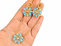 Весенний, пахнущий свежестью набор материалов для сережек и кулона. Для сборки мы использовали леску, конннекторы, швензы и сверкающие стеклянные бусины.&nbsp;

Мастер-класс, как собрать украшение "Незабудки"&nbsp;
, фото №163485