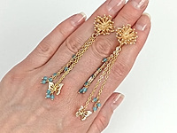 Набор материалов для комплекта украшений - чокера и сережек с бусинами голубого кошачьего глаза, ювелирной цепочкой и подвесками бабочками. Основа украшения - ювелирный тросик. Серьги собраны из ювелирной цепочки.
Мастер - классс, как собрать чокер и серьги с голубым кошачьим глазом и подвеской хризантемой, ЗДЕСЬ.
, фото №163509