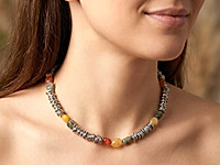 Набор материалов для колье с декором из звеньев цепочки и галтовки, который чередутся с бусинами галтовки сердолика и кварца. Для сборки используется прием, который создает неровную волнистость при нанизывании звеньев цепочки.

Мастер - класс, как декрорировать колье звеньями цепочки, ЗДЕСЬ.&nbsp;



, фото №163554