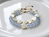 Набор материалов для сборки сета из двух браслетов - с бусинами сердечками перламутра и нежно - голубыми бусинами кальцита. Основа - ювелирный тросик, калоты и кримпы. Замочек с удлинителем сердечком позволяет регулировать длину.
Мастер - класс, как собрать браслет с использованием калот и кримпов, смотрим ЗДЕСЬ.
, фото №163572